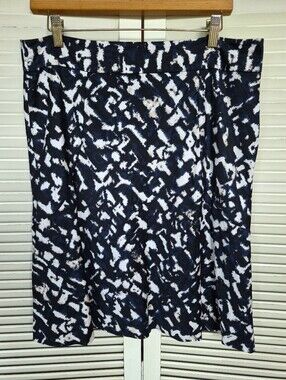 Ann Taylor Navy Abstract Print A-Line Skirt Size 12